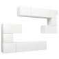 vidaXL Set de muebles de salón 8 pzas madera ingeniería blanco brillo