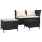 vidaXL Set de muebles de jardín 3 pzas y cojines ratán sintético negro