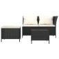 vidaXL Set de muebles de jardín 3 pzas y cojines ratán sintético negro
