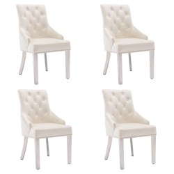 vidaXL Sillas de comedor 4 unidades de terciopelo crema