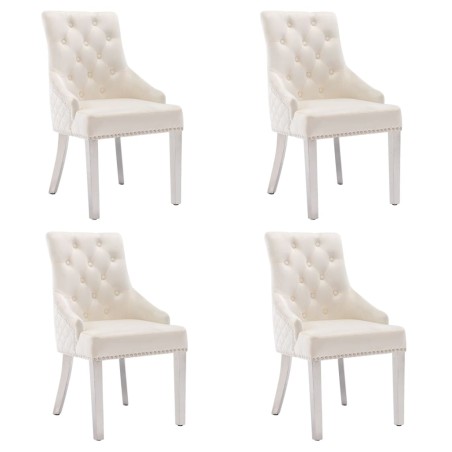 vidaXL Sillas de comedor 4 unidades de terciopelo crema