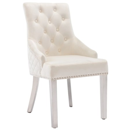 vidaXL Sillas de comedor 4 unidades de terciopelo crema