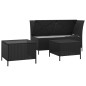 vidaXL Set de muebles de jardín 3 pzas y cojines ratán sintético negro