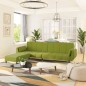 vidaXL Sofá cama 2 plazas reposapiés 2 cojines terciopelo verde claro vidaXL Sofá cama 2 plazas reposapiés 2 cojines terciopelo verde claro