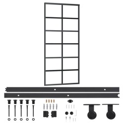 vidaXL Puerta corredera con herrajes ESG vidrio y aluminio 90x205 cm