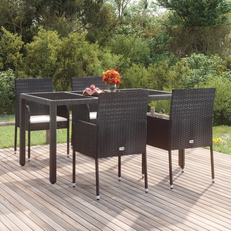 vidaXL Sillas de jardín con cojines 4 unidades ratán sintético negro vidaXL Sillas de jardín con cojines 4 unidades ratán sintético negro