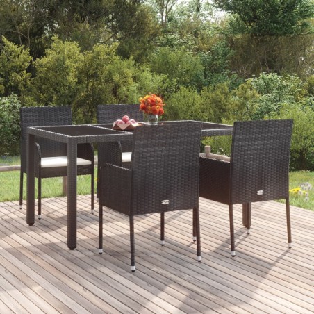 vidaXL Sillas de jardín con cojines 4 unidades ratán sintético negro