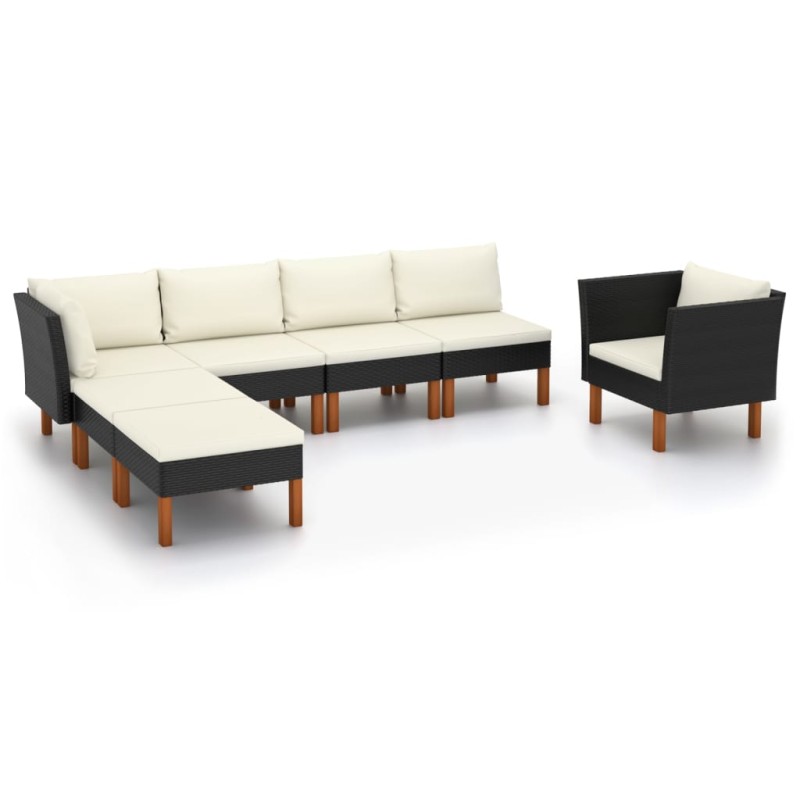 vidaXL Set muebles de jardín 7 pzas ratán sintético eucalipto negro vidaXL Set muebles de jardín 7 pzas ratán sintético eucalipto negro