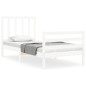 vidaXL Estructura de cama con cabecero madera maciza blanco 100x200 cm vidaXL Estructura de cama con cabecero madera maciza blanco 100x200 cm