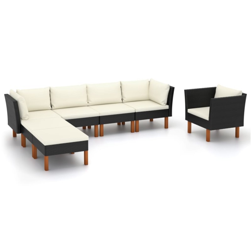 vidaXL Set muebles de jardín 7 pzas ratán sintético eucalipto negro vidaXL Set muebles de jardín 7 pzas ratán sintético eucalipto negro