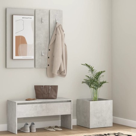 vidaXL Juego de muebles recibidor madera contrachapada hormigón gris
