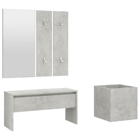 vidaXL Juego de muebles recibidor madera contrachapada hormigón gris