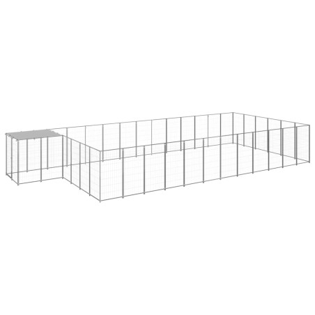 vidaXL Perrera plateada 22,99 m² acero  