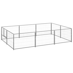 vidaXL Perrera plateada 6 m² acero