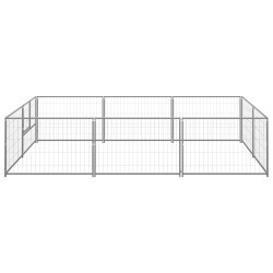 vidaXL Perrera plateada 6 m² acero