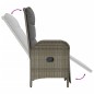 vidaXL Sillas reclinables jardín 2 uds con mesa ratán sintético gris 