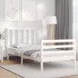 vidaXL Estructura de cama con cabecero madera maciza blanco 100x200 cm vidaXL Estructura de cama con cabecero madera maciza blanco 100x200 cm