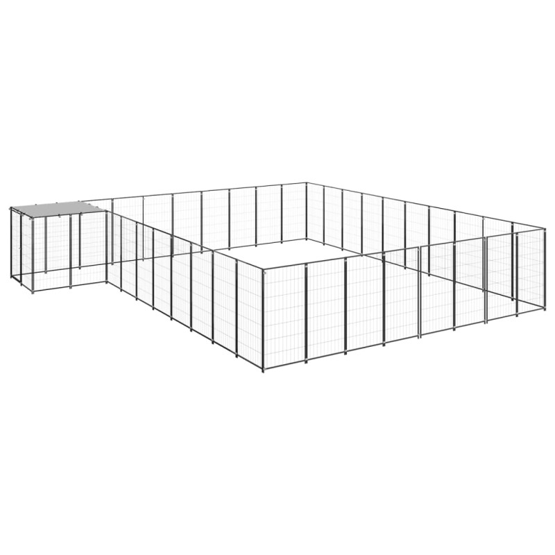 vidaXL Perrera negra 25,41 m² acero  