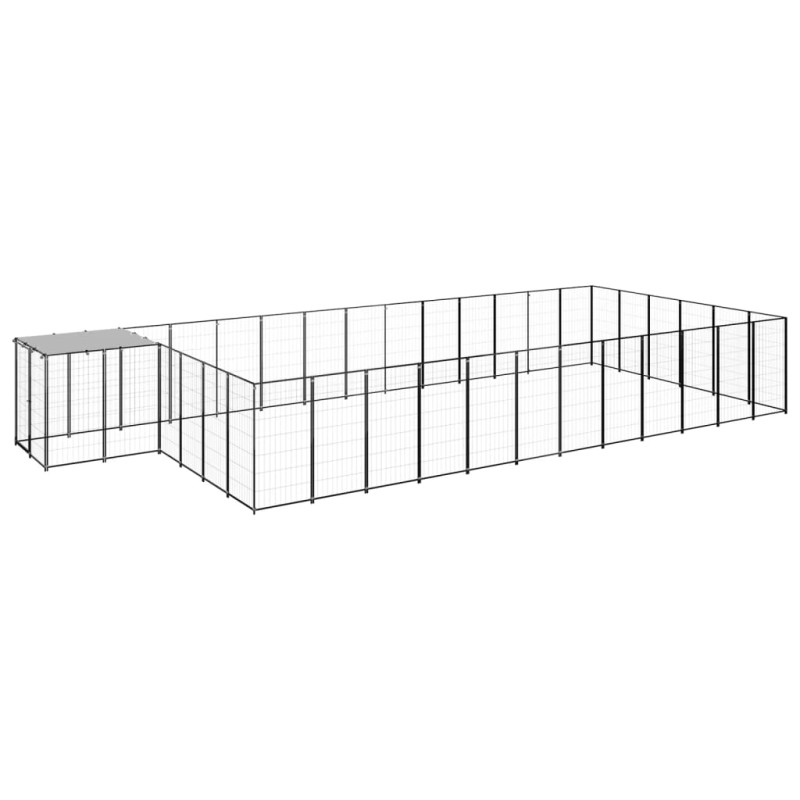 vidaXL Perrera negra 22,99 m² acero vidaXL Perrera negra 22,99 m² acero