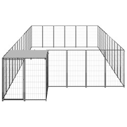 vidaXL Perrera negra 22,99 m² acero  