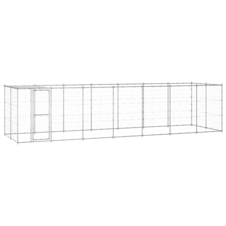 vidaXL Perrera de exterior de acero galvanizado con techo 16,94 m²
