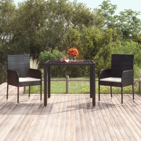 vidaXL Sillas de jardín con cojines 2 unidades ratán sintético negro