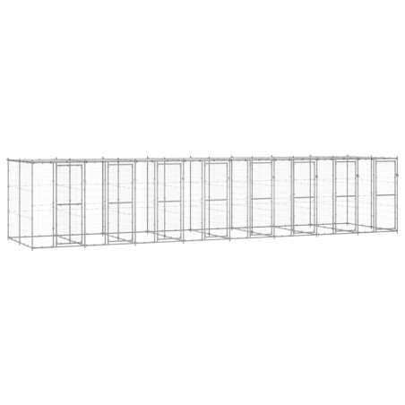 vidaXL Perrera de exterior de acero galvanizado con techo 19,36 m²