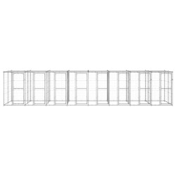 vidaXL Perrera de exterior de acero galvanizado con techo 19,36 m²