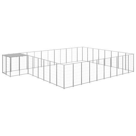 vidaXL Perrera plateada 25,41 m² acero  