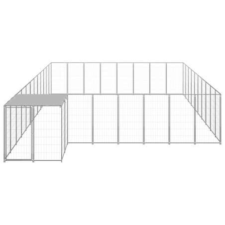 vidaXL Perrera plateada 25,41 m² acero  