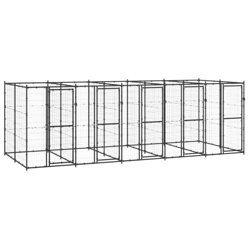 vidaXL Perrera de exterior de acero 12,1 m²