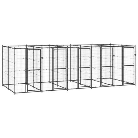 vidaXL Perrera de exterior de acero 12,1 m²