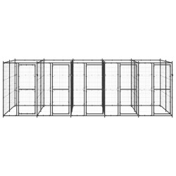 vidaXL Perrera de exterior de acero 12,1 m²