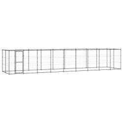vidaXL Perrera de exterior de acero con techo 21,78 m²
