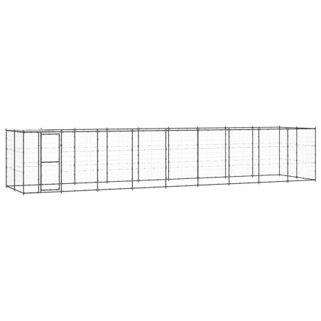vidaXL Perrera de exterior de acero con techo 21,78 m²