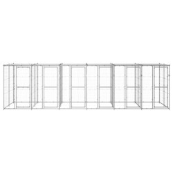vidaXL Perrera de exterior de acero galvanizado con techo 14,52 m²