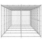 vidaXL Perrera de exterior de acero galvanizado con techo 14,52 m²