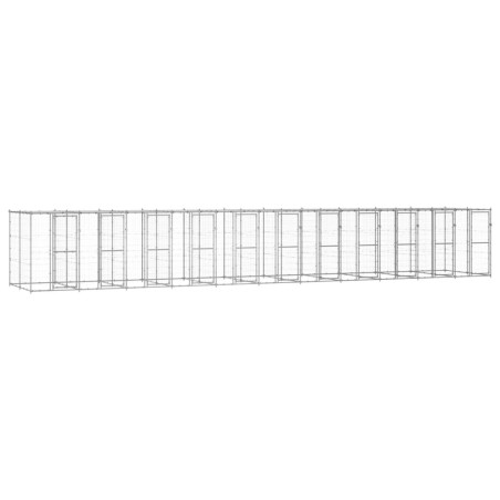 vidaXL Perrera de exterior de acero galvanizado con techo 26,62 m²