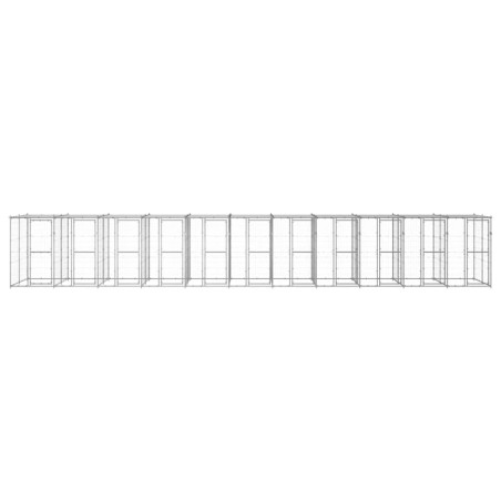 vidaXL Perrera de exterior de acero galvanizado con techo 26,62 m²