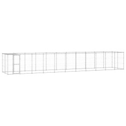 vidaXL Perrera de exterior de acero galvanizado con techo 26,62 m²