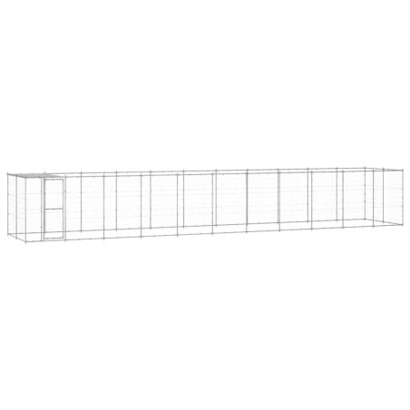 vidaXL Perrera de exterior de acero galvanizado con techo 26,62 m²