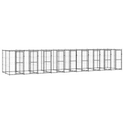 vidaXL Perrera de exterior de acero con techo 21,78 m²