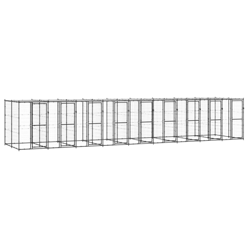 vidaXL Perrera de exterior de acero con techo 21,78 m²