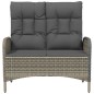 vidaXL Banco de jardín reclinable con cojines ratán PE gris 107 cm