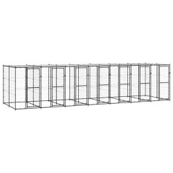 vidaXL Perrera de exterior de acero con techo 16,94 m²