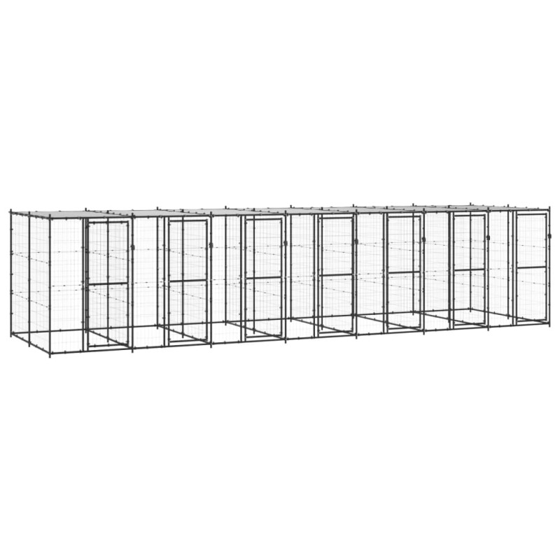 vidaXL Perrera de exterior de acero con techo 16,94 m² vidaXL Perrera de exterior de acero con techo 16,94 m²