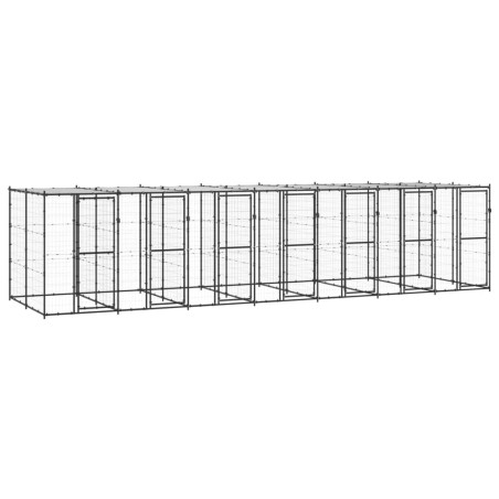 vidaXL Perrera de exterior de acero con techo 16,94 m²
