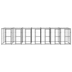 vidaXL Perrera de exterior de acero con techo 16,94 m²