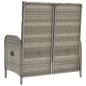 vidaXL Banco de jardín reclinable con cojines ratán PE gris 107 cm