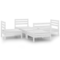 vidaXL Juego de muebles de jardín 5 piezas madera maciza pino blanco